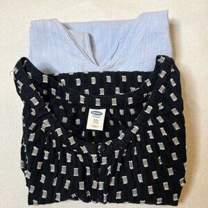 Lot of 2 Old Navy Women Plus Tank Tops Linen Blend Blue & Black Boho Cottage XXL
